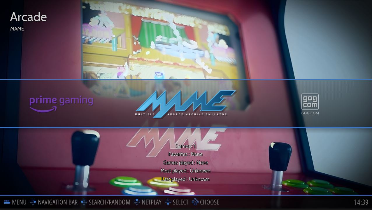 Schermata di MAME in esecuzione